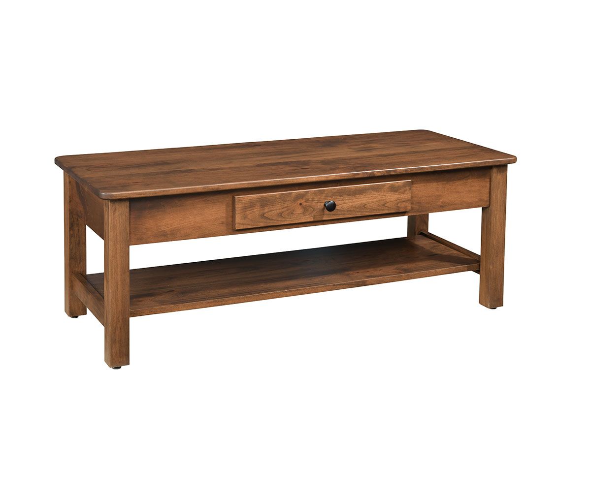 Rectangular Coffee Table With Drawer And Open Shelf Base