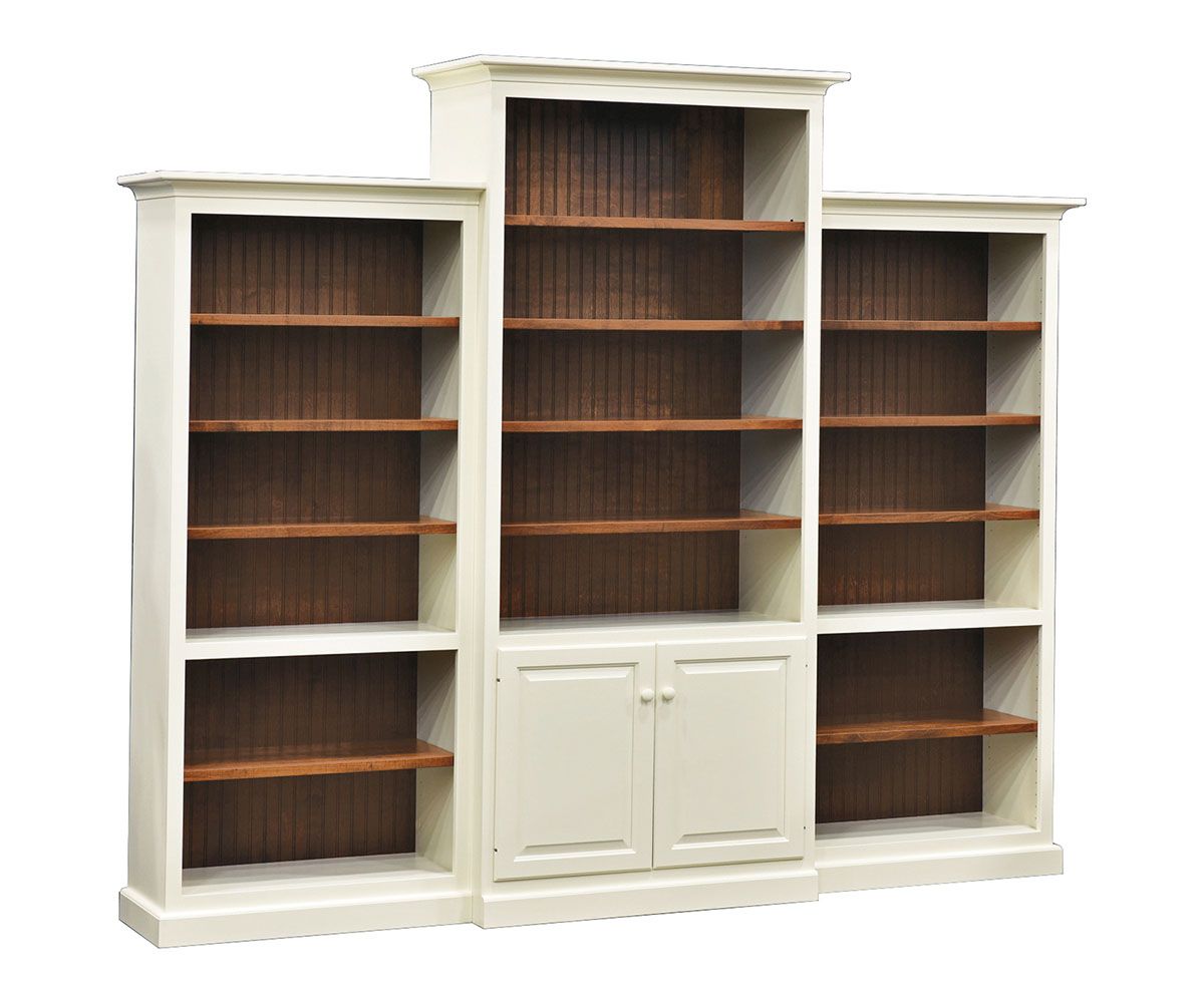 3-piece Painted White And Brown Wood Bookcase Set