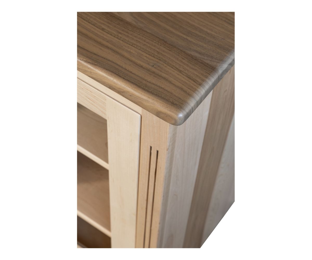 hand-rubbed finish hardwood Two-tone Hardwood Server With Glass Doors, Two-tone Hardwood Server With Glass Doors in a showroom vignette setting highlighting Two-tone Hardwood Server With Glass Doors (thumbnail 4 of 4).