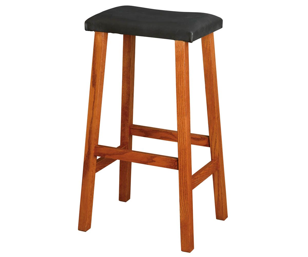 hand-rubbed finish hardwood Manhattan Upholstered Bar Stool With Painted Or Stained Wood Frame, Manhattan Upholstered Bar Stool With Painted Or Stained Wood Frame in a showroom vignette setting highlighting Manhattan Upholstered Bar Stool With Painted Or Stained Wood Frame (thumbnail 2 of 2).