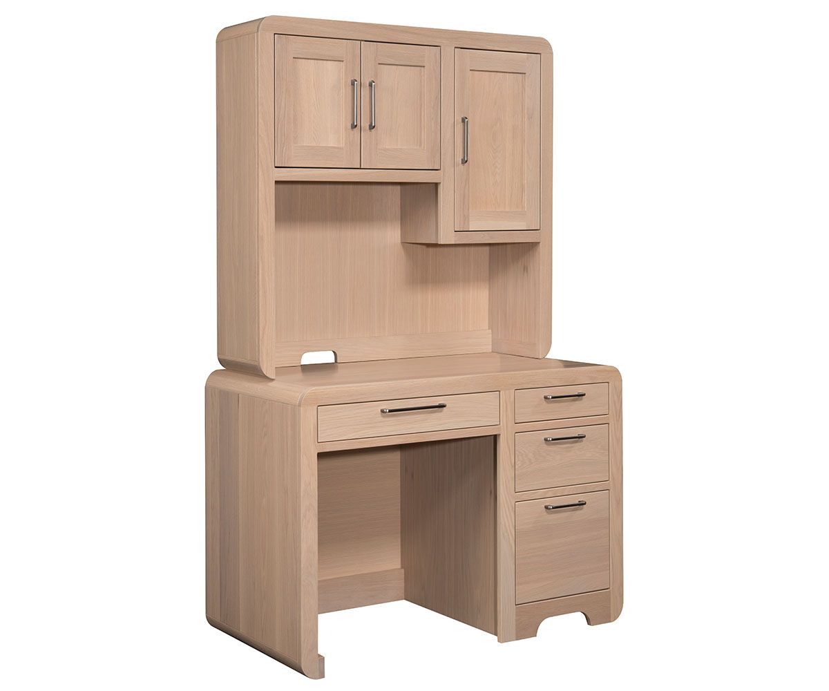 Modern Rounded Edge Office Desk With Hutch And Storage Drawers