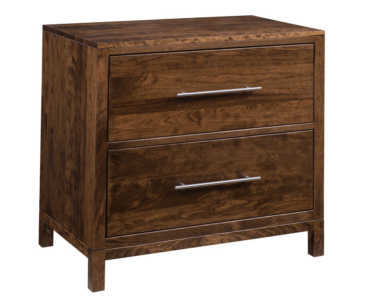 hand-rubbed finish hardwood Modern Wood Lateral File Cabinet With Two Drawers, Modern Wood Lateral File Cabinet With Two Drawers in a showroom vignette setting highlighting Modern Wood Lateral File Cabinet With Two Drawers (thumbnail 4 of 5).