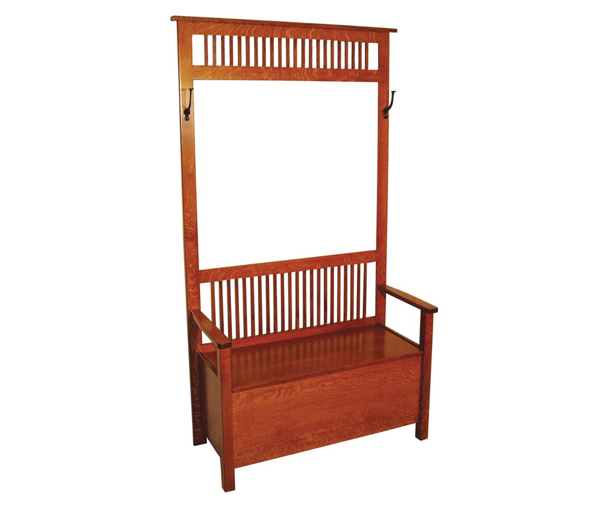 Mission Slat-back Hall Tree Bench With Storage And Hooks