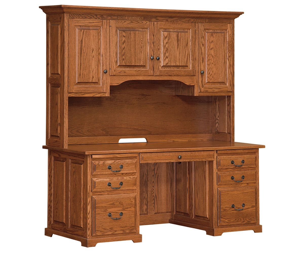 Traditional L-shaped Executive Desk With Hutch