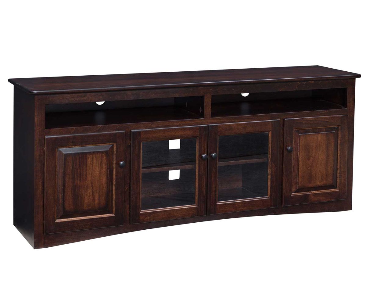 Economy Four-door Curved Front Tv Stand With Glass Panels