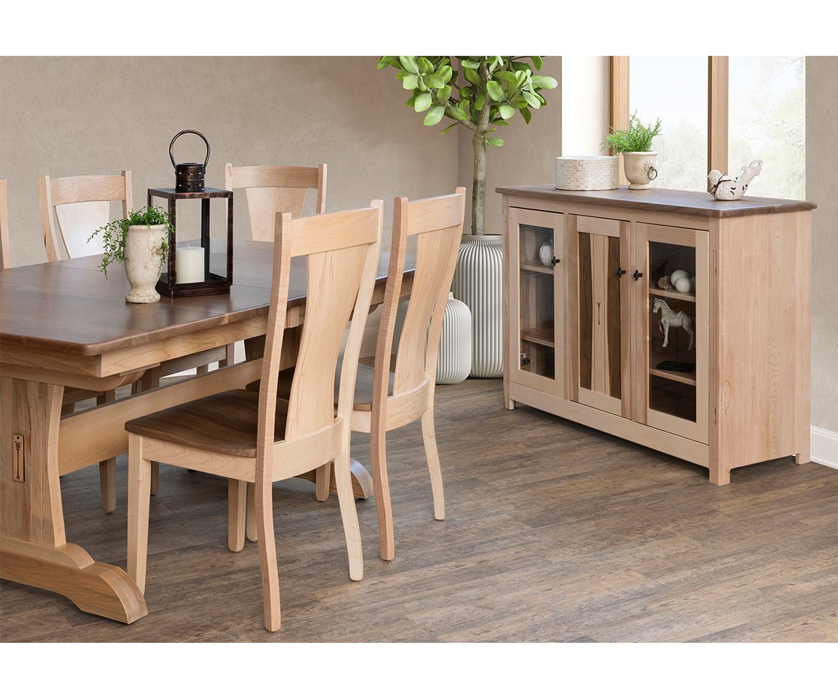 hand-rubbed finish hardwood Signature Hardwood Dining Server With Glass Doors, Signature Hardwood Dining Server With Glass Doors in a Signature vignette setting highlighting Signature Hardwood Dining Server With Glass Doors (thumbnail 2 of 3).