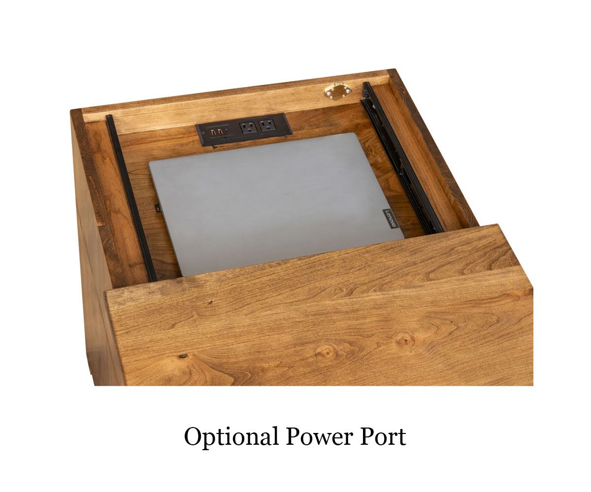 hand-rubbed finish hardwood Signature Mission Style 3-drawer Nightstand With Slide-top, Signature Mission Style 3-drawer Nightstand With Slide-top in a Signature vignette setting highlighting Signature Mission Style 3-drawer Nightstand With Slide-top (thumbnail 5 of 7).