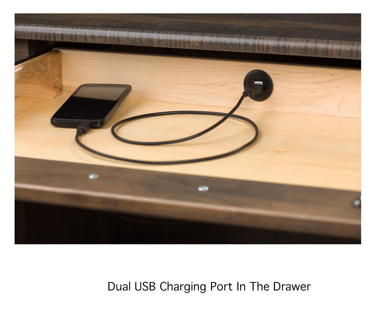 hand-rubbed finish hardwood Simplicity Student Desk With File Drawer And Usb Charging, Simplicity Student Desk With File Drawer And Usb Charging in a Simplicity vignette setting highlighting Simplicity Student Desk With File Drawer And Usb Charging (thumbnail 4 of 4).