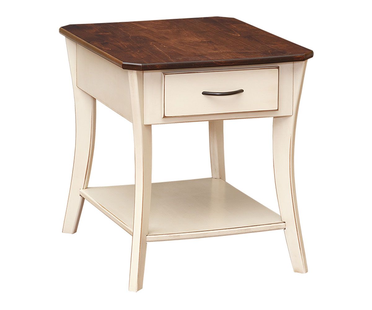 Two-tone End Table With Drawer And Shelf