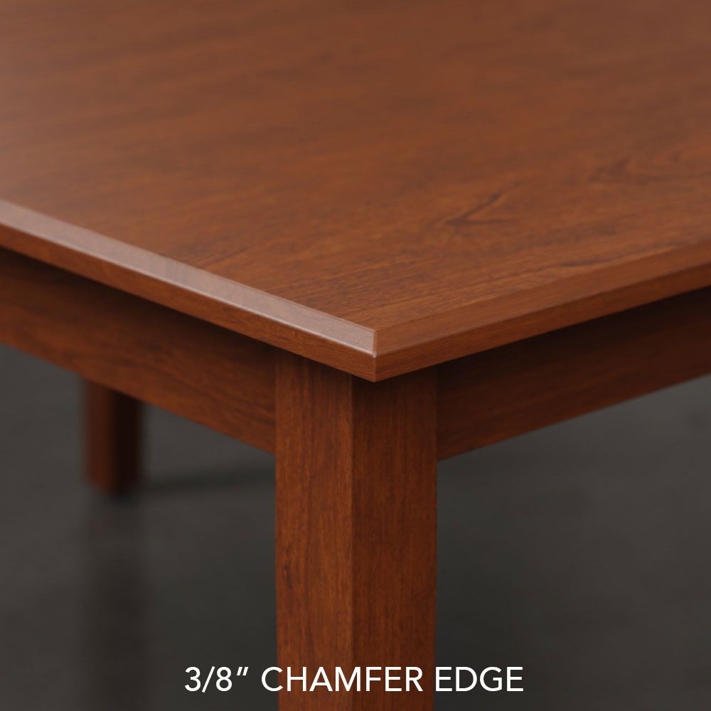 hand-rubbed finish hardwood Contemporary Straight Leg Dining Table In Brown Maple, Contemporary Straight Leg Dining Table In Brown Maple in a showroom vignette setting highlighting Contemporary Straight Leg Dining Table In Brown Maple (thumbnail 7 of 9).