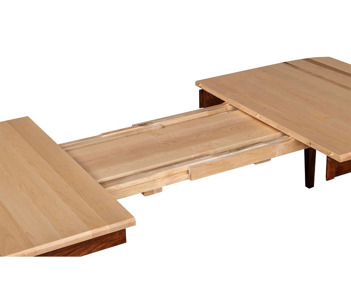 hand-rubbed finish hardwood Solid Wood Extendable Dining Table With Two Leaves, Solid Wood Extendable Dining Table With Two Leaves in a showroom vignette setting highlighting Solid Wood Extendable Dining Table With Two Leaves (thumbnail 2 of 3).