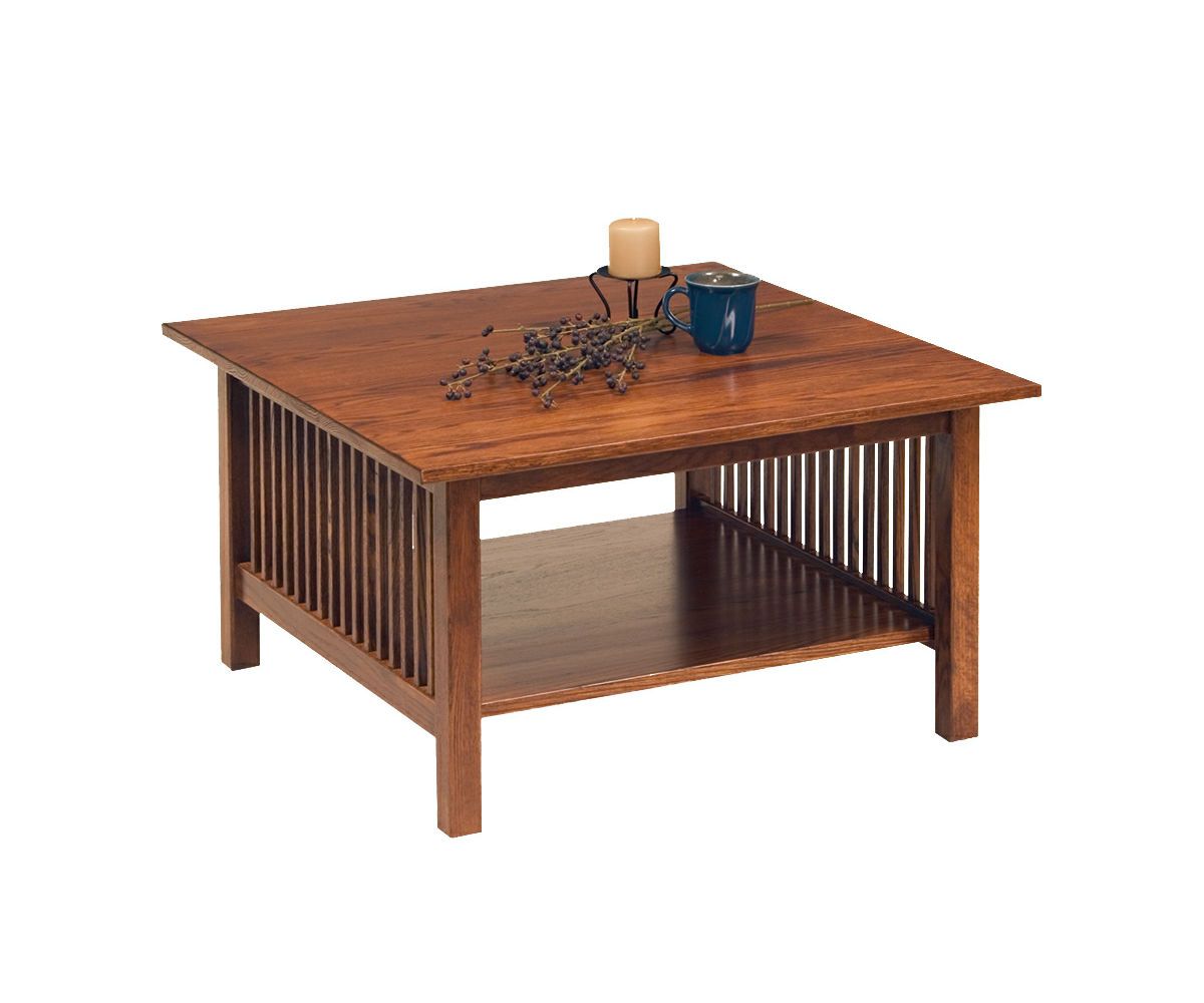 Mission Style Square Coffee Table With Slatted Sides