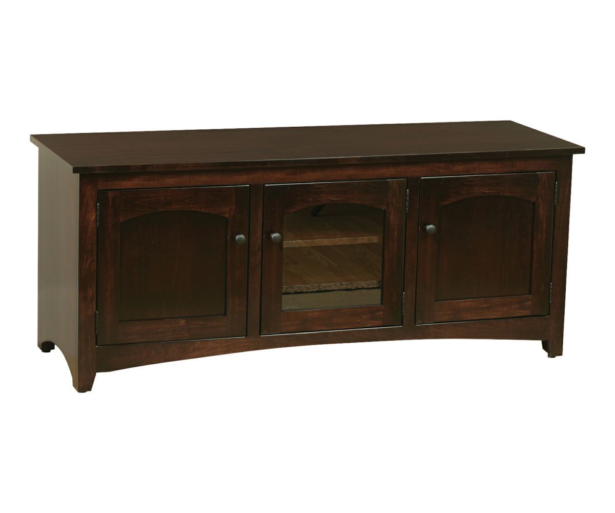 Arched Panel Three-door Media Console With Glass Center