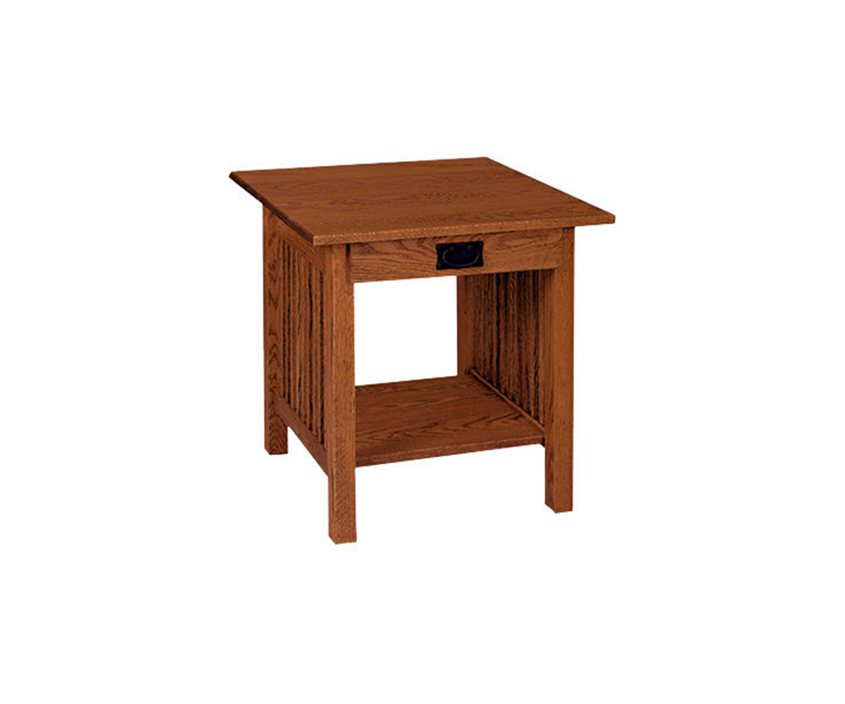 Mission Style End Table With Drawer And Shelf