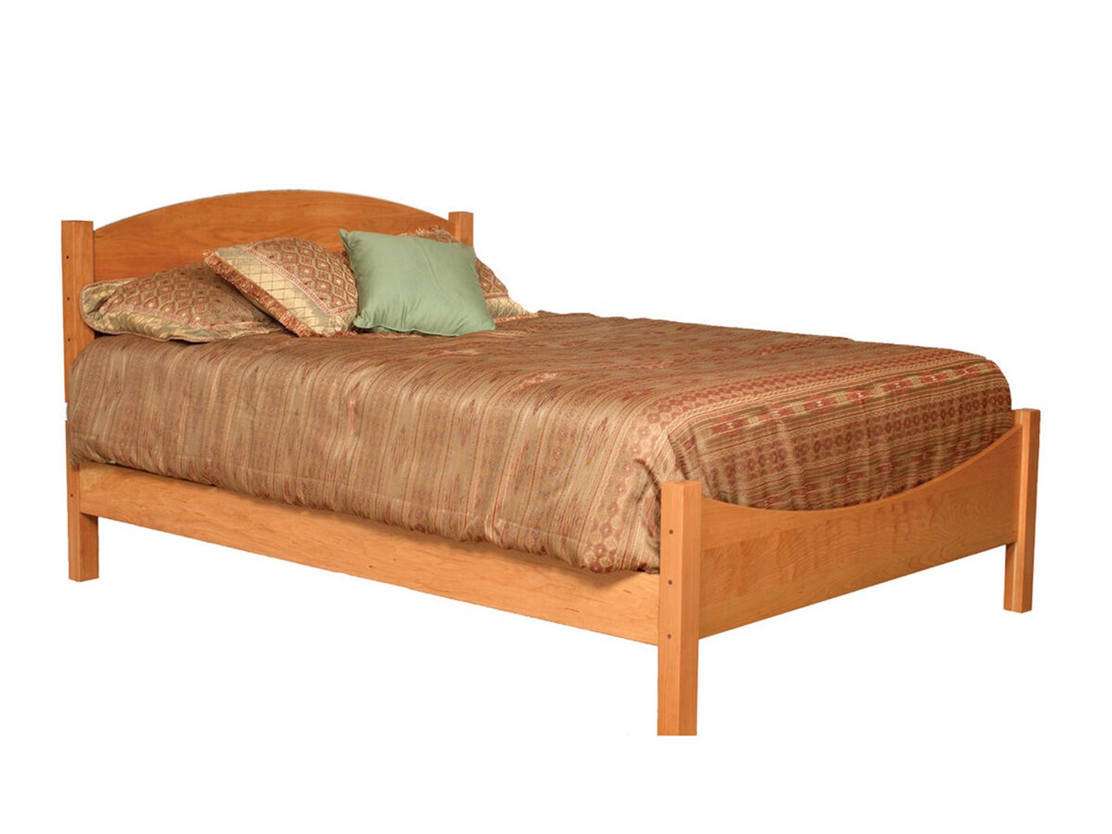 hand-rubbed finish hardwood Reversed Arch Panel Bed Frame, Reversed Arch Panel Bed Frame in a showroom vignette setting highlighting Reversed Arch Panel Bed Frame (frame 1 of 1).