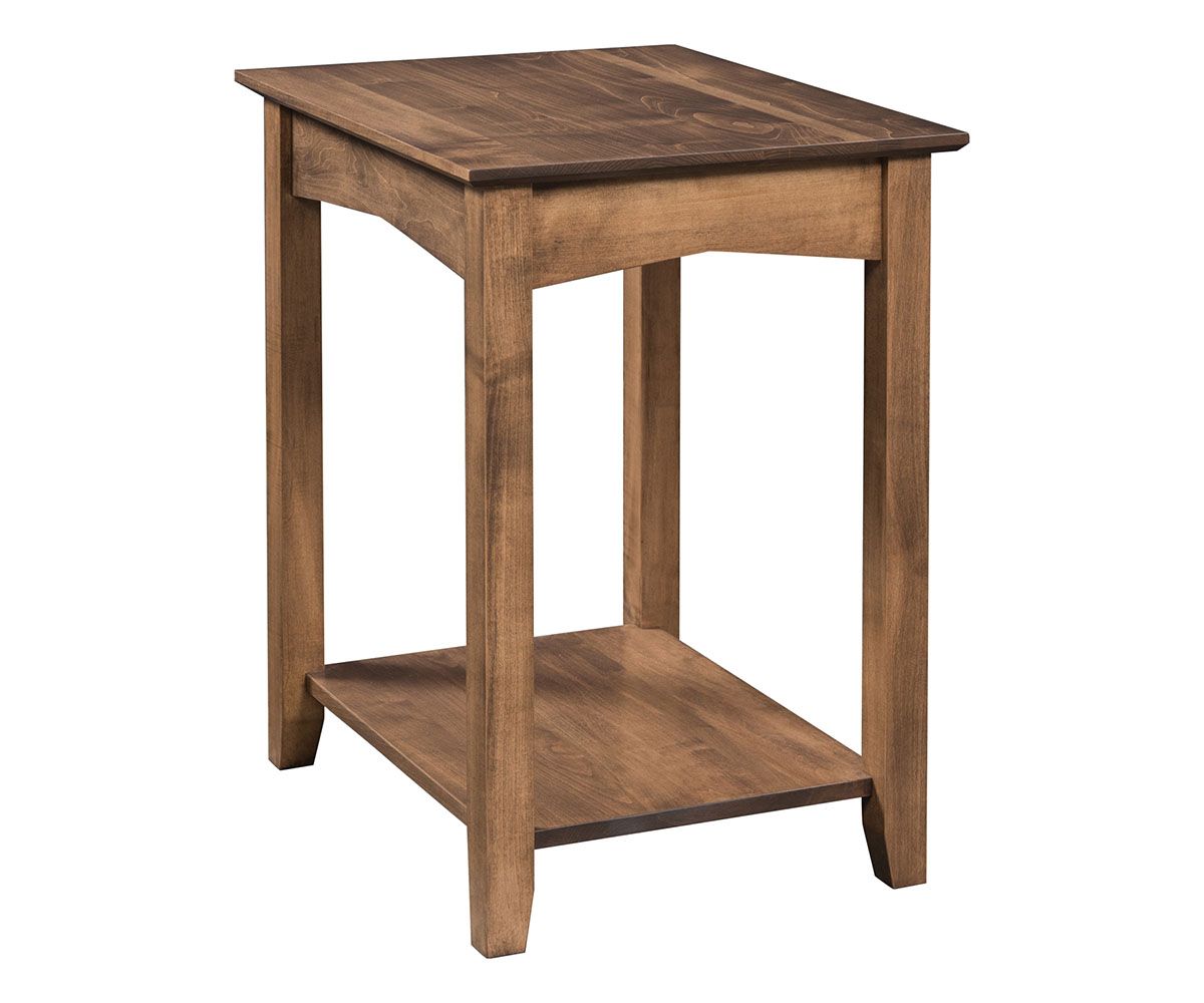 Mission Style Square End Table With Lower Shelf