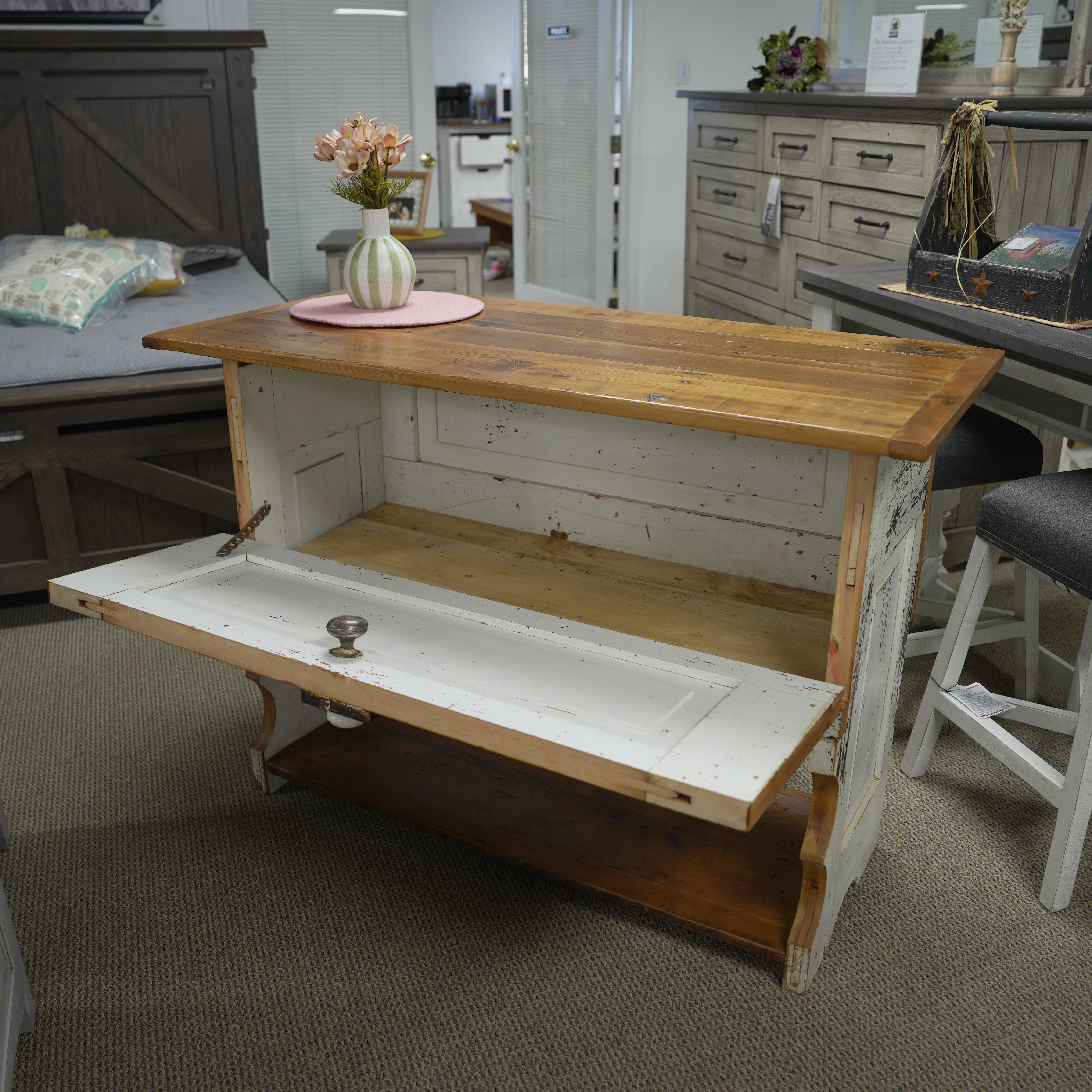 hand-rubbed finish hardwood Hardwood kitchen island, thumbnail 2 in a Entryway setting (thumbnail 2 of 4).