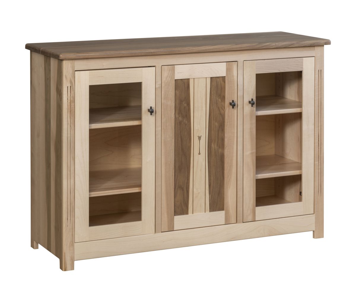 Two-tone Hardwood Server With Glass Doors