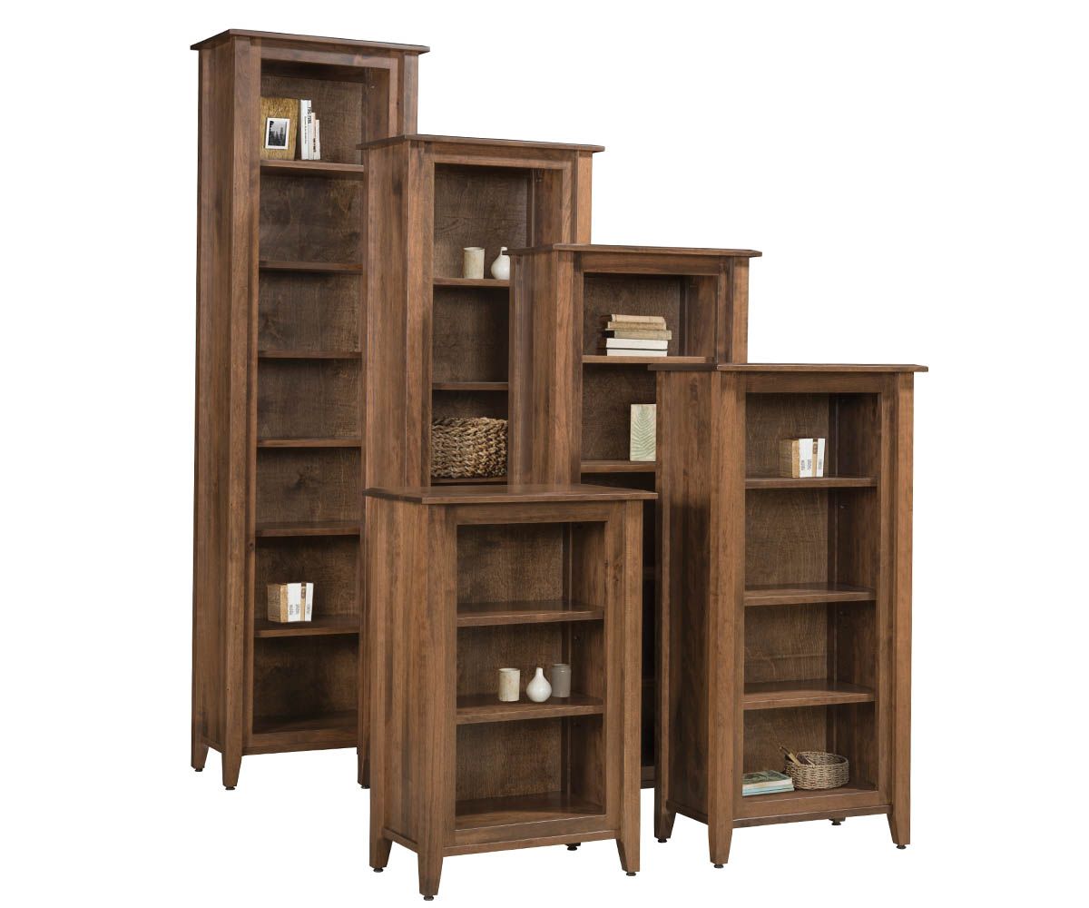 Ventura Tapered Leg Open Bookcase Collection In Warm Brown Finish
