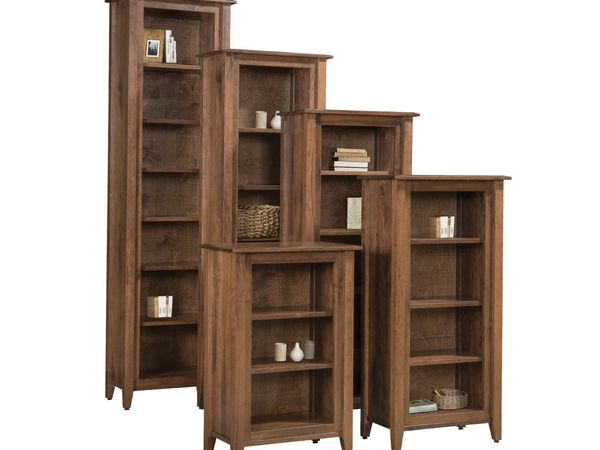 Ventura Tapered Leg Open Bookcase Collection In Warm Brown Finish