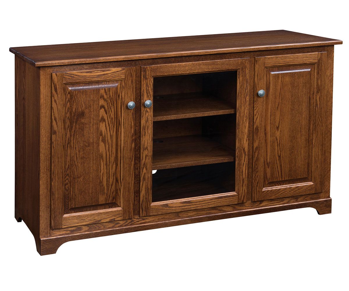 Three-door Media Console With Center Glass Door