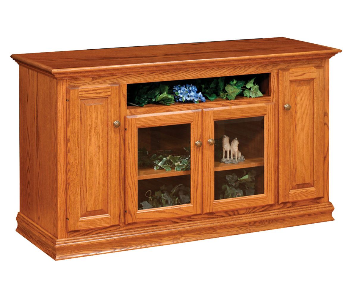Classic Raised Panel Glass Door Sideboard With Storage Cabinets