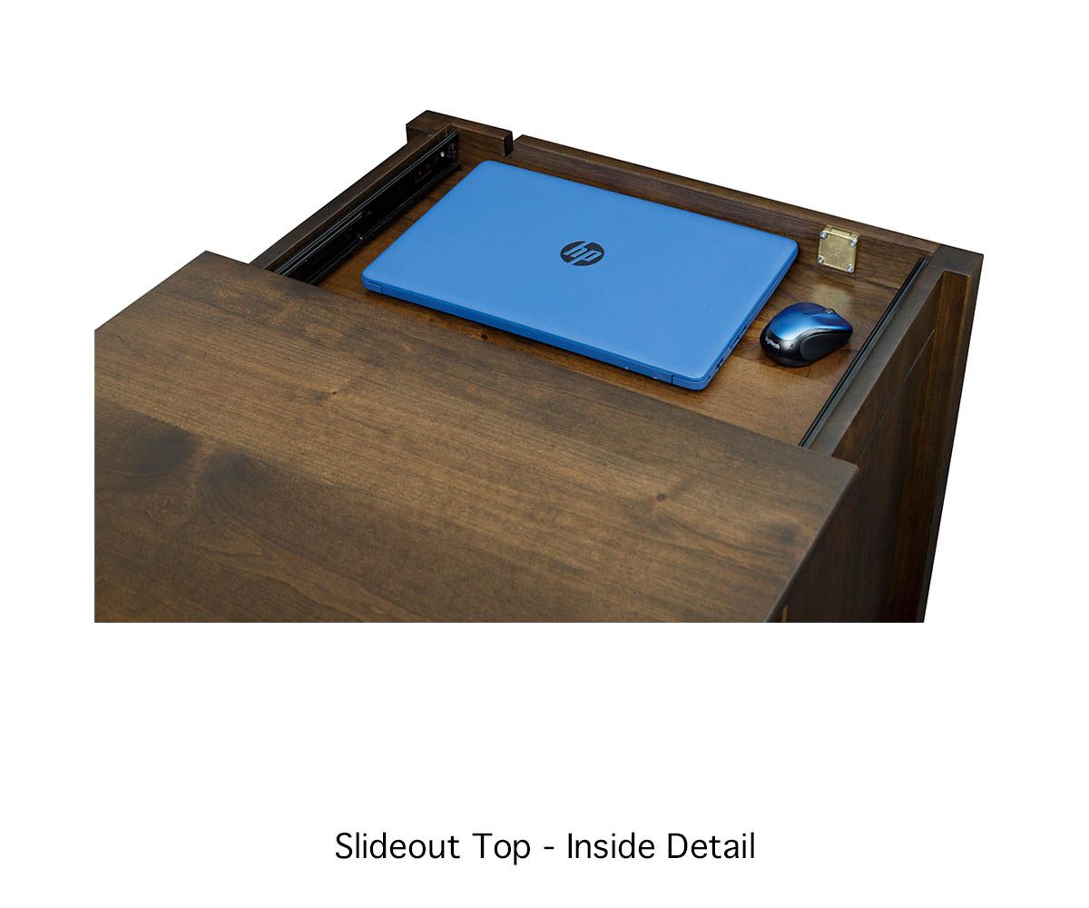 hand-rubbed finish hardwood Manhattan Three-drawer Nightstand With Slideout Top, Manhattan Three-drawer Nightstand With Slideout Top in a Manhattan vignette setting highlighting Manhattan Three-drawer Nightstand With Slideout Top (thumbnail 2 of 3).