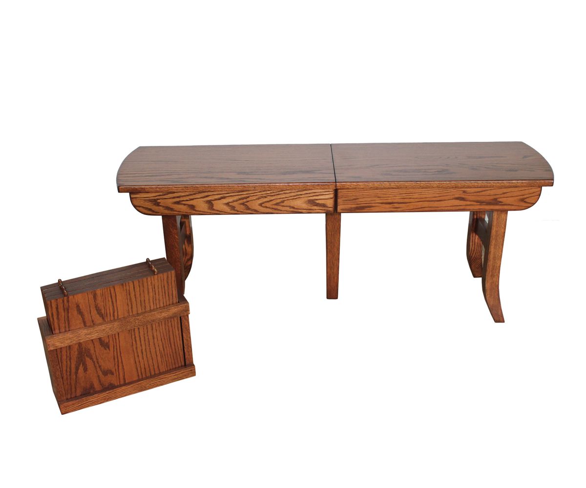 Expandable Dining Bench With Curved Legs And Leaf Storage