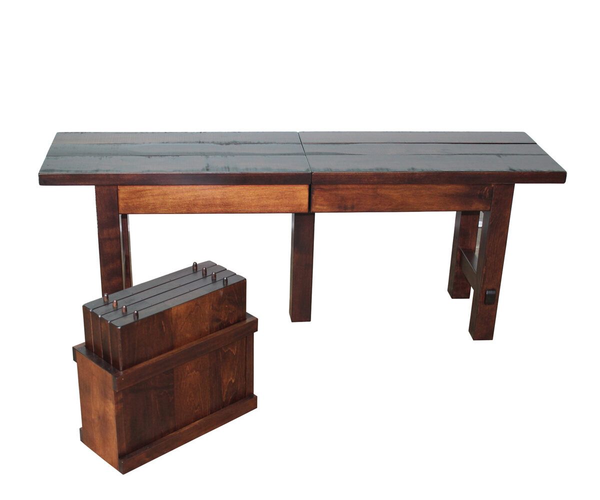 Expandable Plank-top Dining Bench With Extension Leaves