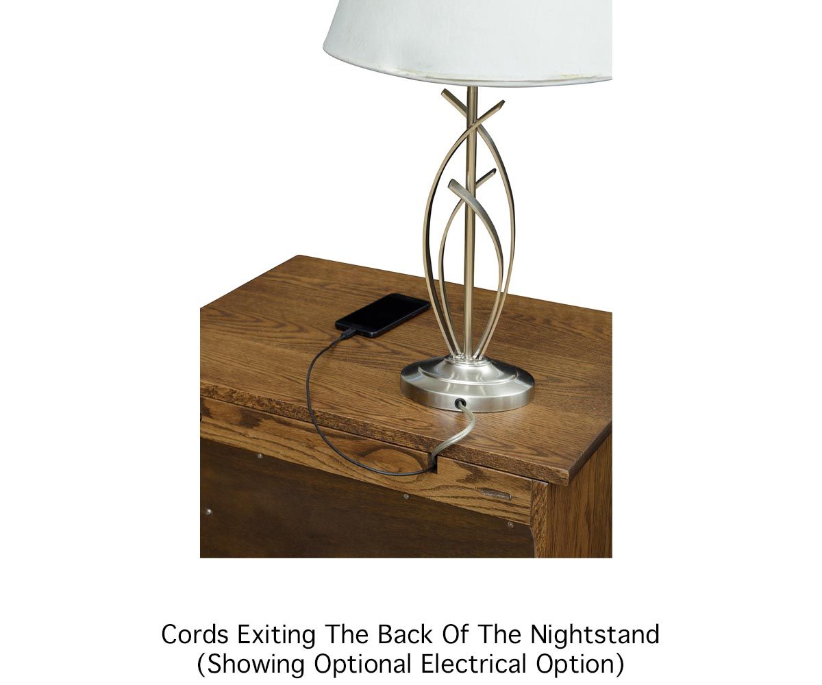 hand-rubbed finish hardwood Mission Style 3-drawer Nightstand With Slideout Top, Mission Style 3-drawer Nightstand With Slideout Top in a Mission vignette setting highlighting Mission Style 3-drawer Nightstand With Slideout Top (thumbnail 3 of 4).