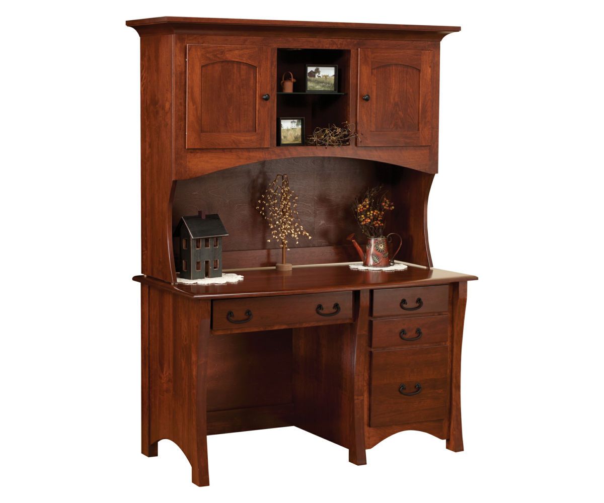hand-rubbed finish hardwood Shaker-style Writing Desk With Arched Base And Storage Drawers, Shaker-style Writing Desk With Arched Base And Storage Drawers in a showroom vignette setting highlighting Shaker-style Writing Desk With Arched Base And Storage Drawers (thumbnail 2 of 2).