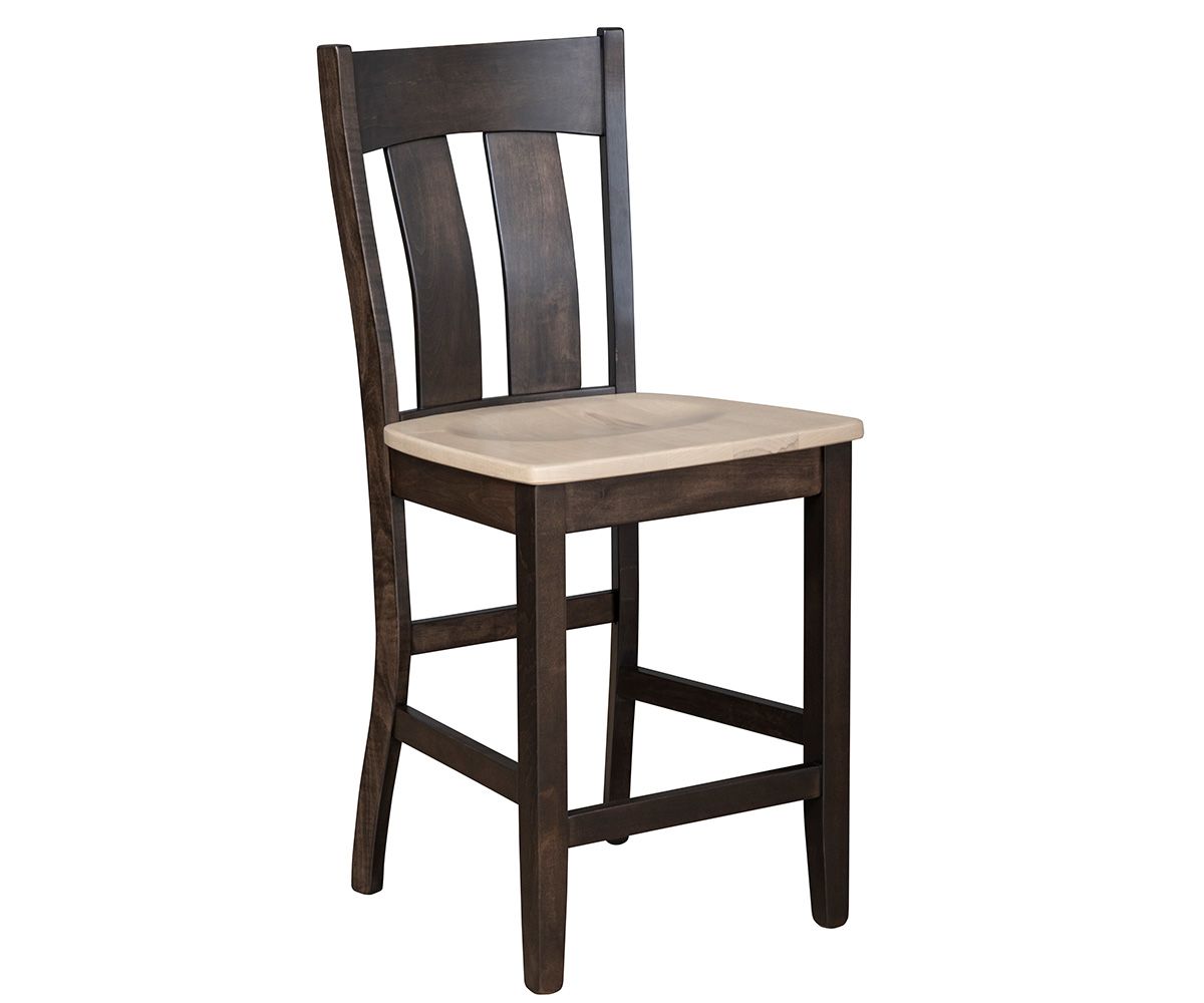 Two-tone Hardwood Bar Stool With Curved Back