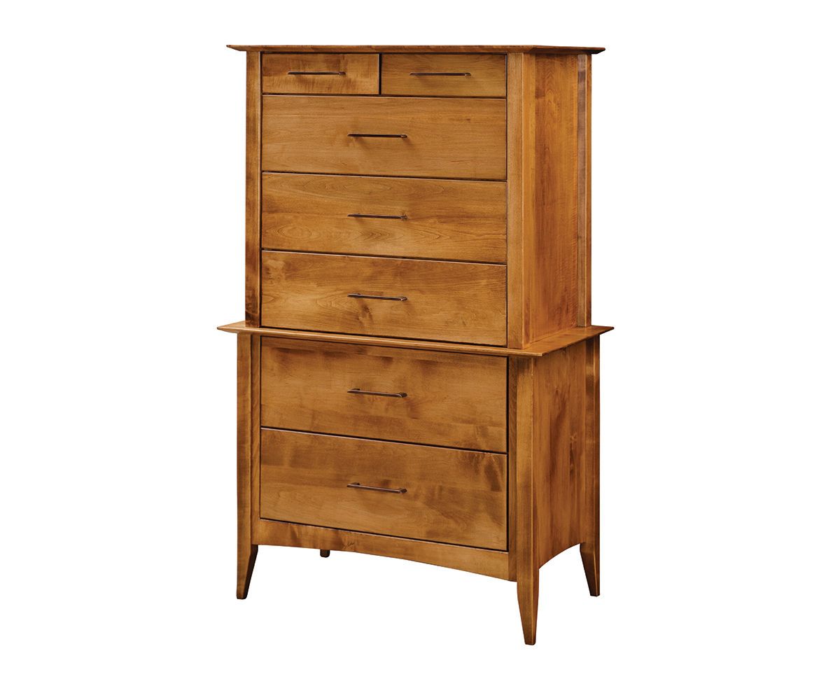 hand-rubbed finish hardwood Chest On Chest Tall Dresser With Multiple Drawers, Chest On Chest Tall Dresser With Multiple Drawers in a showroom vignette setting highlighting Chest On Chest Tall Dresser With Multiple Drawers (thumbnail 3 of 11).