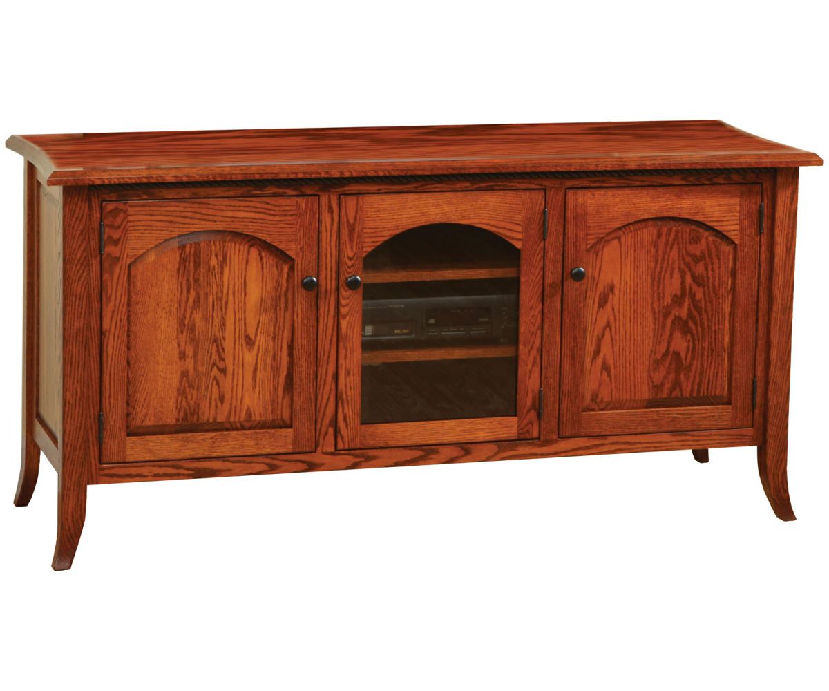 Arched Panel Three-door Media Console With Glass Center