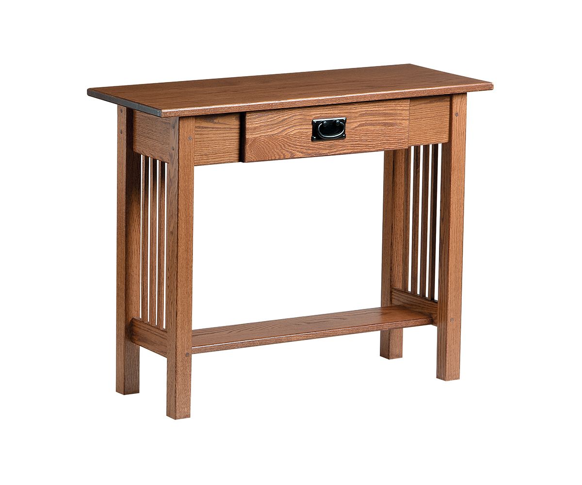 Mission Style Console Table With Drawer And Lower Shelf