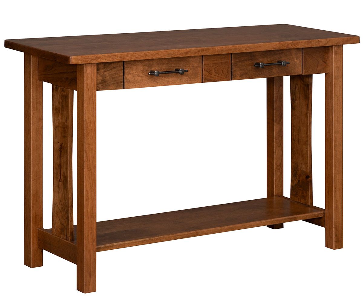 Solid Wood Sofa Table With Two Drawers And Lower Shelf