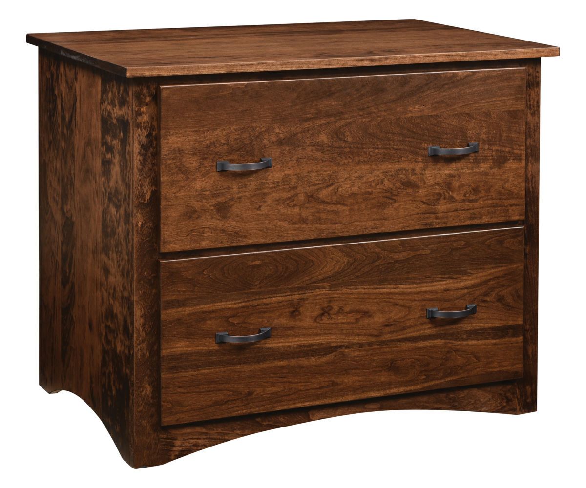 hand-rubbed finish hardwood Modern Wood Lateral File Cabinet With Two Drawers, Modern Wood Lateral File Cabinet With Two Drawers in a showroom vignette setting highlighting Modern Wood Lateral File Cabinet With Two Drawers (thumbnail 5 of 5).