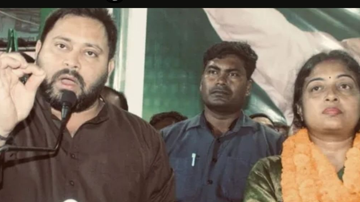 बांकीपुर विधानसभा उपचुनाव 2026 के लिए RJD उम्मीदवार रेखा गुप्ता के साथ तेजस्वी यादव