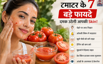 चेहरे की त्वचा के लिए टमाटर से घरेलू स्किन केयर का ब्यूटी विजुअल
