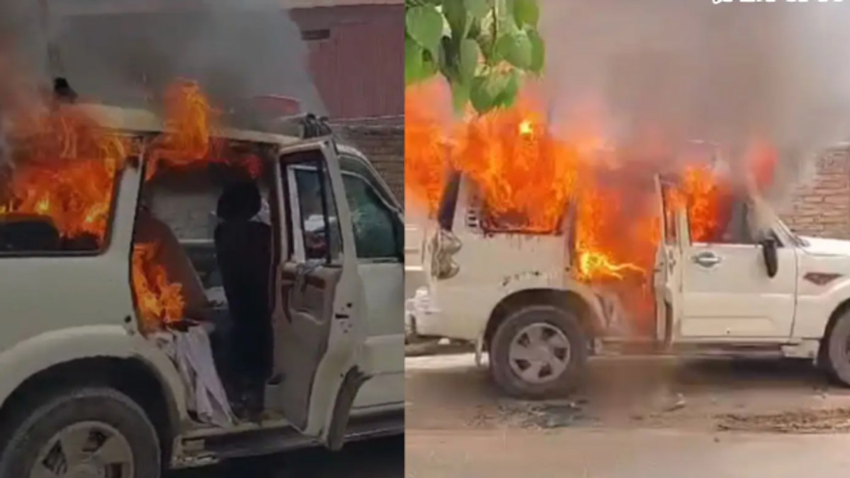 पटना सिटी में सड़क हादसे के बाद आगजनी और प्रदर्शन का दृश्य