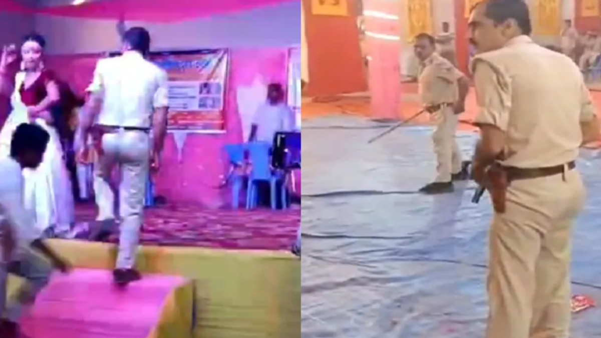 बेगूसराय के पानगाछी में दुर्गा पूजा जागरण के दौरान दारोगा और महिला डांसर से जुड़े विवाद का वायरल वीडियो