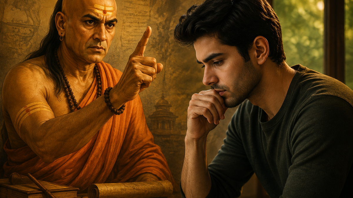 चाणक्य नीति के अनुसार निजी बातों और जीवन के महत्वपूर्ण फैसलों पर सोच-विचार करता व्यक्ति।