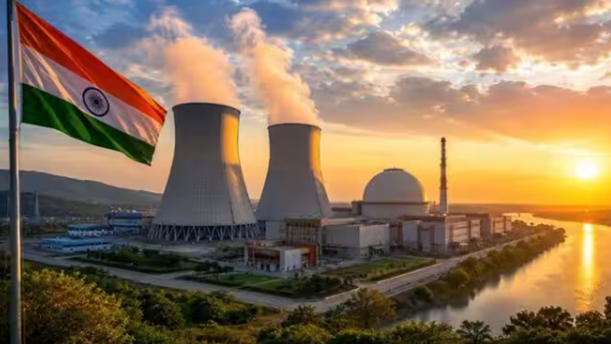 भारत के परमाणु ऊर्जा संयंत्र का प्रतीकात्मक दृश्य, न्यूक्लियर बिजली उत्पादन 1000 बिलियन यूनिट पार करने की ऐतिहासिक उपलब्धि।