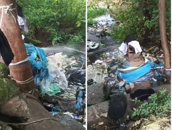 रांची के दीपा टोली के पास गेतलसूद जलापूर्ति पाइपलाइन से लगातार बहता पानी और लीकेज वाला स्थान।