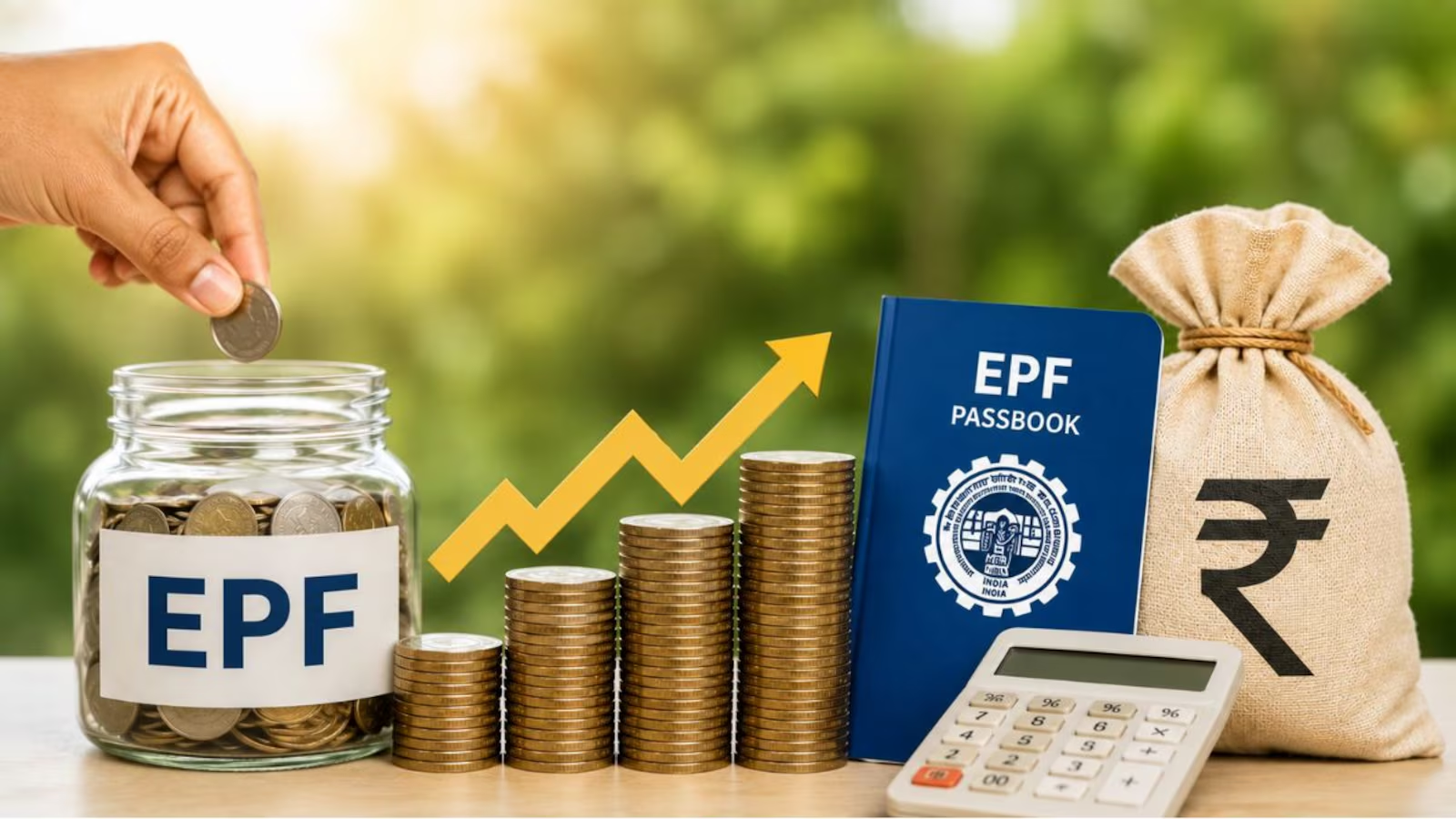 मोबाइल पर EPFO पासबुक में PF ब्याज और अकाउंट बैलेंस चेक करता हुआ कर्मचारी।