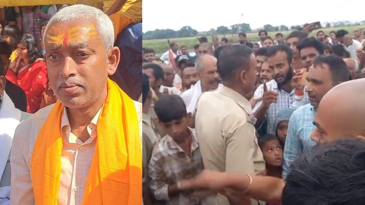 बिहटा के राघोपुर गांव में पूर्व मुखिया संजय यादव की मौत के बाद घटनास्थल पर जुटी पुलिस और ग्रामीण।
