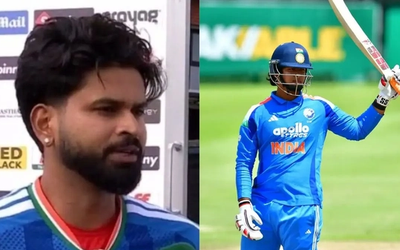 इंग्लैंड के खिलाफ पहले टी20 मैच में डेब्यू के दौरान बल्लेबाजी करते वैभव सूर्यवंशी और उनकी तारीफ करते कप्तान श्रेयस अय्यर।