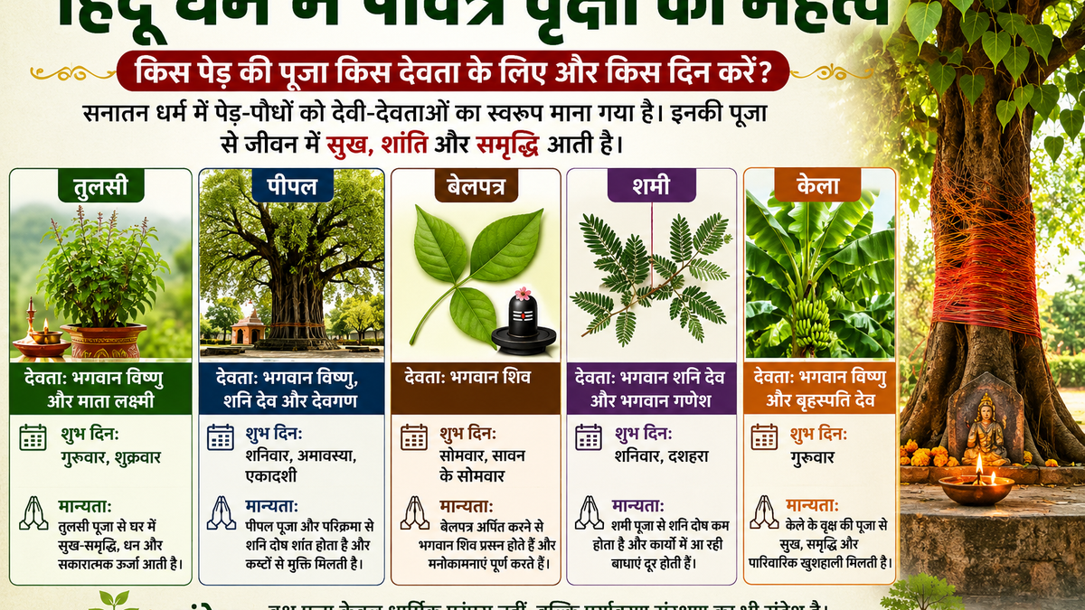 तुलसी, पीपल, शमी और बेलपत्र की पूजा किस दिन करें? जानिए धार्मिक मान्यता