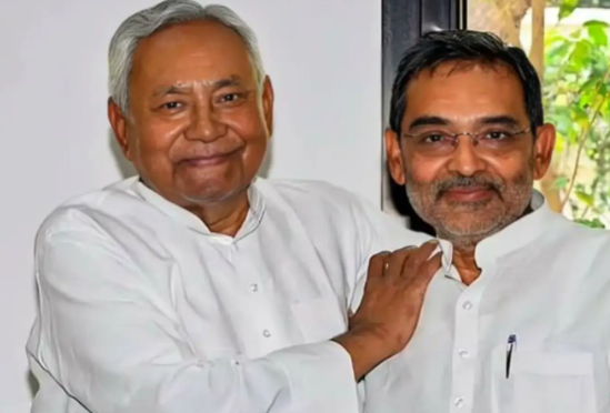 नीतीश कुमार और उपेंद्र कुशवाहा की तस्वीर, बिहार में राजनीतिक विरासत को लेकर विवाद