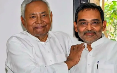 नीतीश कुमार और उपेंद्र कुशवाहा की तस्वीर, बिहार में राजनीतिक विरासत को लेकर विवाद